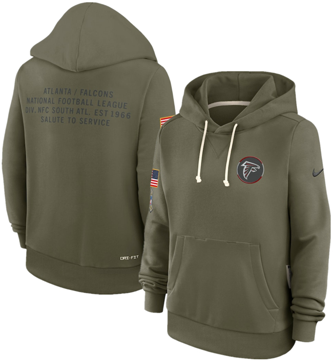 Women's Atlanta Falcons Olive 2025 Salute to Service Sideline Standard Issue Dri-FIT Hoodie(Run Small)